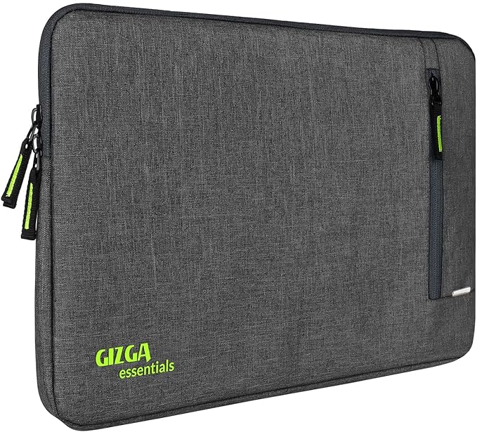 Gizga Essentials 13.3 Inch Laptop Sleeve Case Cover Pouch Bag with Front Pocket| Slim & Water-Resistant Nylon Fabric with Shockproof Foam Padding, Soft Lining & Premium Zipper Closure (Grey)