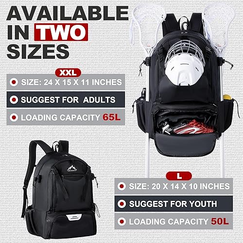 Miniatura 2 de Lacrosse Bag Mochila de lacrosse extra grande con soporte para palo de remolque