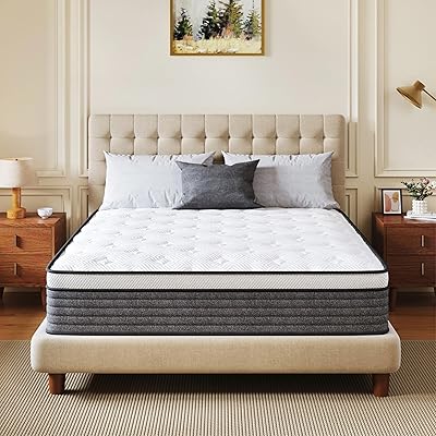 Queen Mattress, 12 Inch Queen Size Hybrid Mattresses in a Box , Medium Feel Foam and Individual Pocket Springs, Fiberglass Free Bed Mattress, Extra Edge Support, Pressure Relief, CertiPUR-US