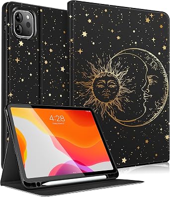 Uppuppy for iPad Air 11 inch M2/M3 Case, Air 5th/4th Generation 10.9, Pro 11 Case Cute Kids Women Girls Folio Sun Moon Pencil Holder Cover for iPad Air 11 2024/2025, 10.9 2022 2020, Pro 11