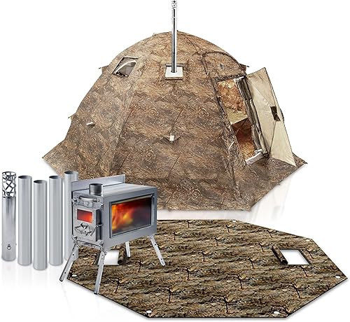 Miniatura 1 de Russian-Bear Tienda de campaña caliente con gato para 8 personas en todas las estaciones para acampar, pesca, caza, tienda impermeable de doble capa