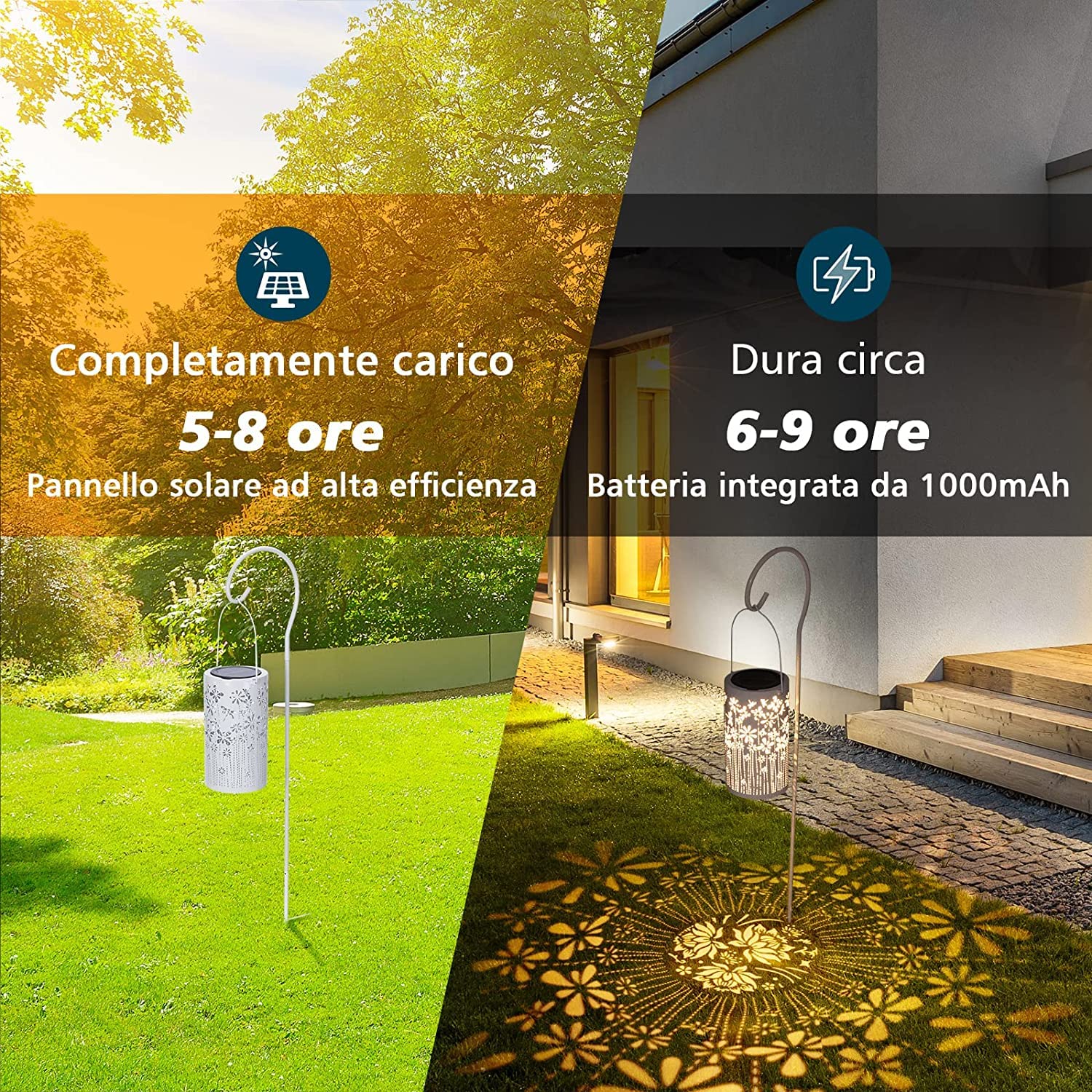 Lanterna Solare Da Esterno Con Motivo Libellule - Metallica Con Gancio | Per Giardino O Balcone