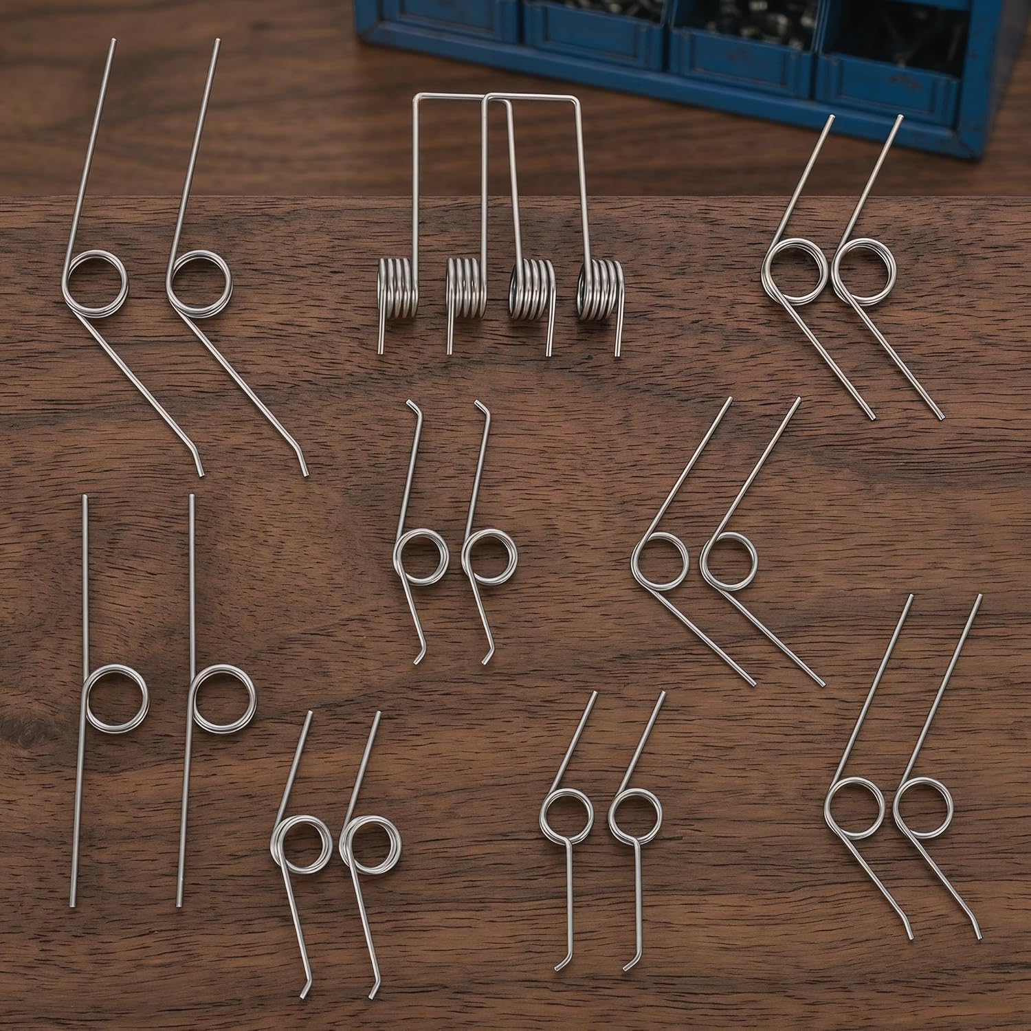 NUOBESTY 36pcs Assorted Metal Torsion Springs for Garbage Can Lid Replacement, Smooth Automatic Closure and High Compatibility, 9 Sizes Including 90 to 180 Degree, for Kitchen and Office