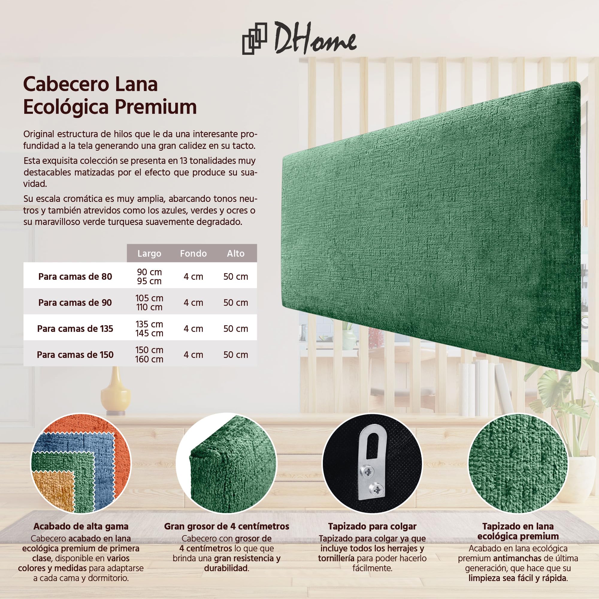 DHOME Premium Lana Organica Finitura Testiera Con Gambe Liscio Imbottito Testiera Camera Da Letto Inverno Lusso Nero 160x115cm 92594502 - 4