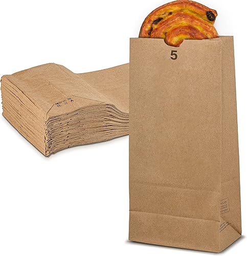 Miniatura 6 de MT Products Bolsas de almuerzo de papel blanco  100 piezas de 5 libras de papel kraft fuertes y duraderas para comestibles y panadería  fabricadas