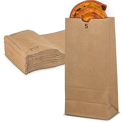 Strong and Durable 5 lb Kraft Paper Lunch Bag Keeps Food Fresh by MT Products (100 Pieces)