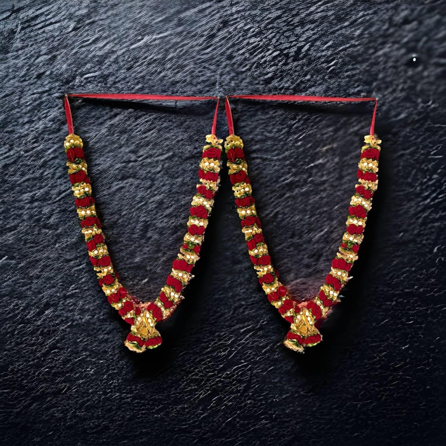 LoveNspire 24 Inch Varmala Wedding Garland Artificial Velvet Milni Haar for Bride & Groom, Indian Wedding Jaimala, Nikah Reception Ceremony, Idol & Photo Decor (Pack of 2)