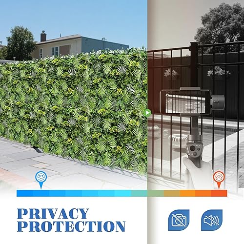 Miniatura 4 de ECOOPTS Paneles de boj artificiales para valla de privacidad de hiedra sintética, 40 x 40 pulgadas, plantas de seto topiario para decoración de