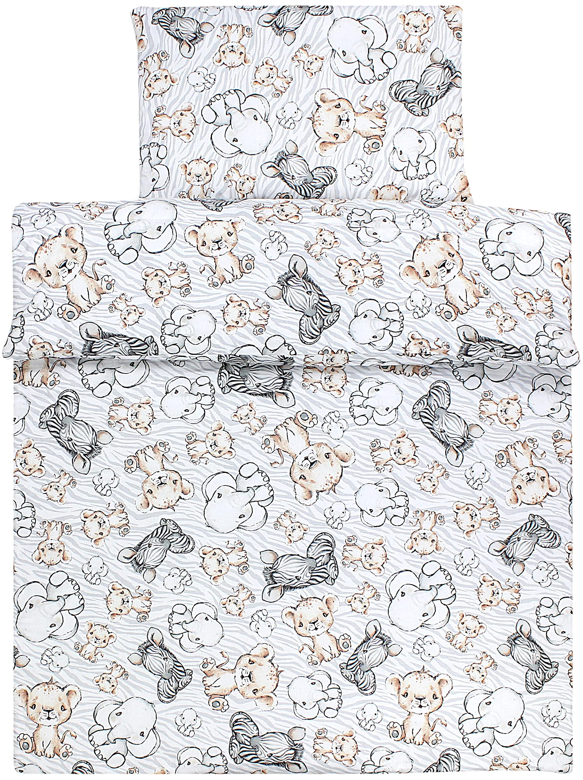 TupTam Juego de Edredón Infantil con Dibujos para Toda la Temporada Nórdica Almohada Plana 2pcs., Safari, 135x100 cm