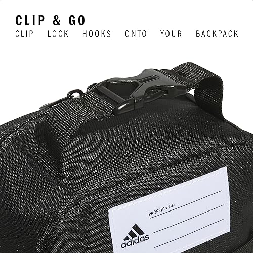 Miniatura 3 de adidas Santiago - Lonchera enfriadora para mujeres y hombres, caja aislada para alimentos con bolsillo de malla, color negroblanco, talla única