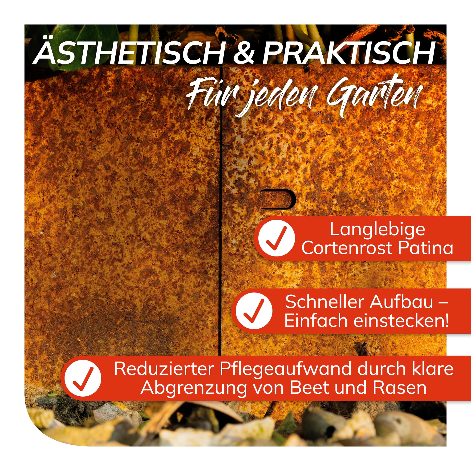 bellissa – Rasenkante Metall Corten-Stahl rund 40x13 cm - Baumring Rasenbegrenzung aus wetterfestem Material für saubere Rasen- & Beetabgrenzung - Beeteinfassung Pflanzring Kreis robust & langlebig