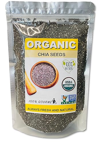 Semillas de chía naturales, alimentos integrales orgánicos, resellables, 16 onzas, semillas de chía de semillas negras crudas, fuente natural de