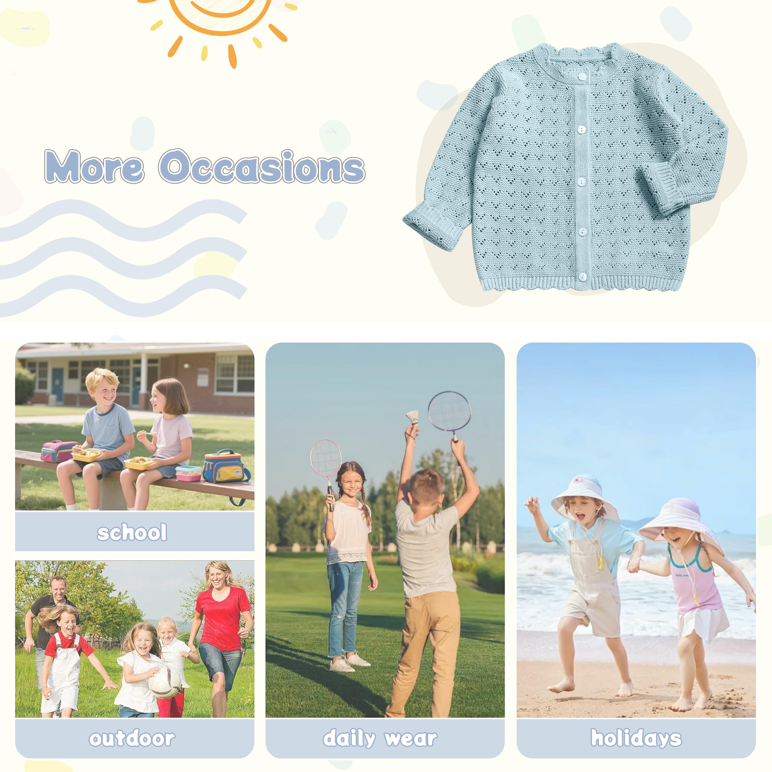 Miipat Bébé Fille Pulls en Tricot Tout-Petit Enfant Creux Tricot Cardigans à Manches Longues Bouton Manteau Pull Automne Hiver Vêtements pour Bébé Fille 6 Mois-4 Ans