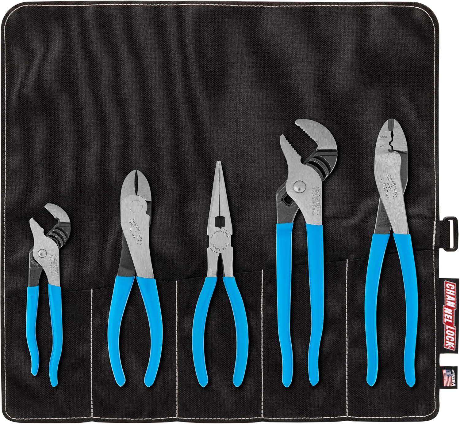 Channellock TOOL ROLL-2 Technician's Plier Set with Tool Roll, 5-Piece