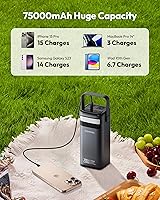 Vista 8 de ROMOSS Estación de banco de energía de 75,000 mAh, estación de energía exterior de 240 Wh, paquete de batería LiFePO4, salida de CA de 200 W