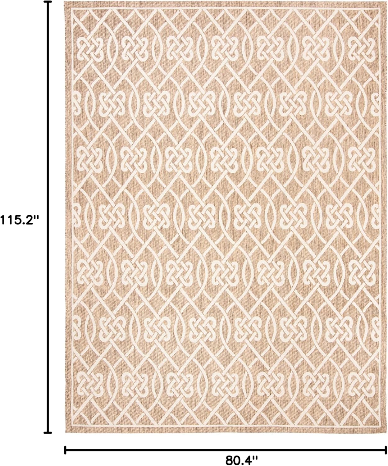SAFAVIEH Washable Rug Outdoor Courtyard Collection - 6'7" x 9'6", Mocha & Light Beige, Non-Shedding & Easy Cleaning, Ideal for Patio, Backyard, Mudroom (CY6302-232)