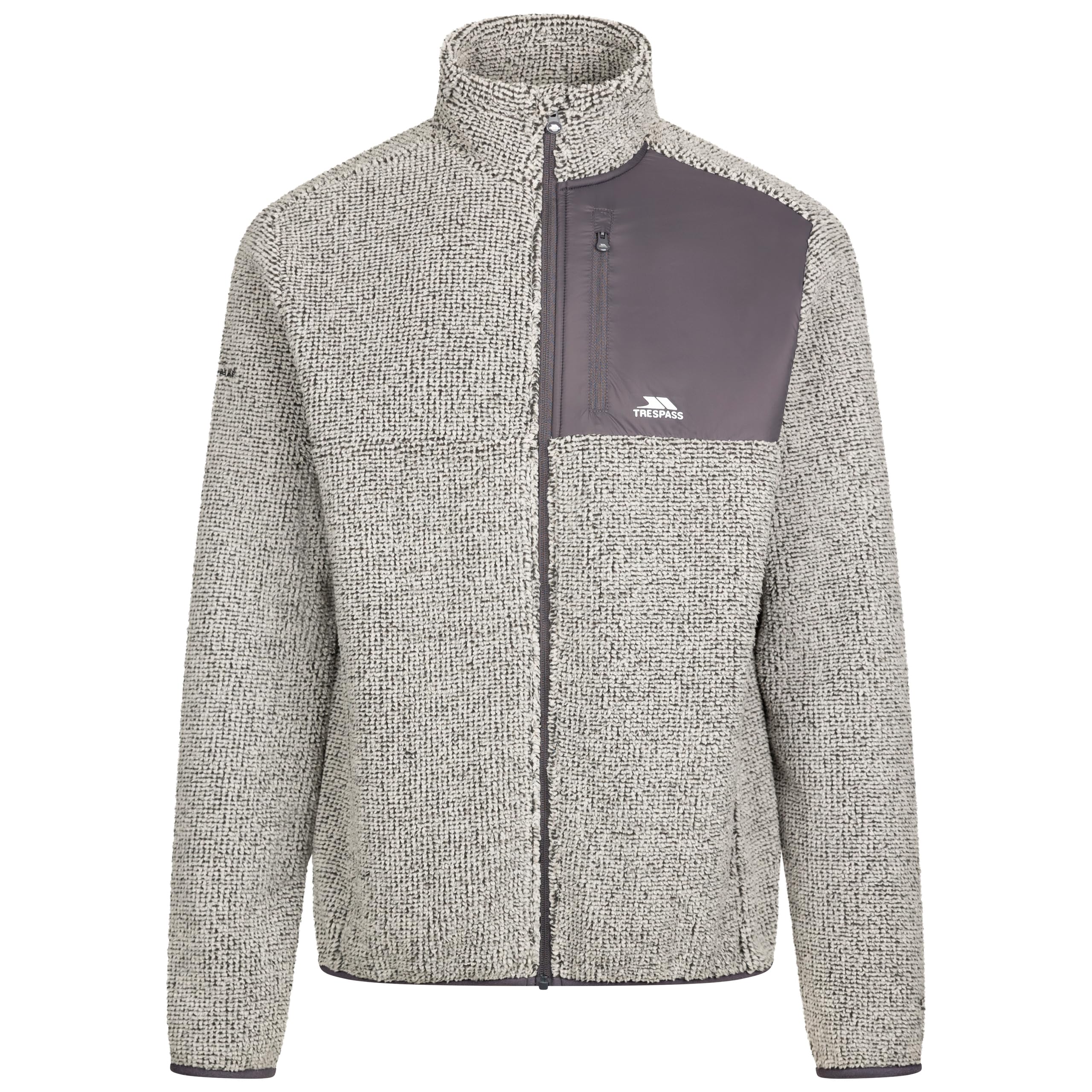Trespass Cochrane Veste polaire pour homme avec empiècement contrasté sur la poitrine, fermeture éclair intégrale sur le devant, 3 poches zippées, bordure extensible, protège-menton, coque tricotée