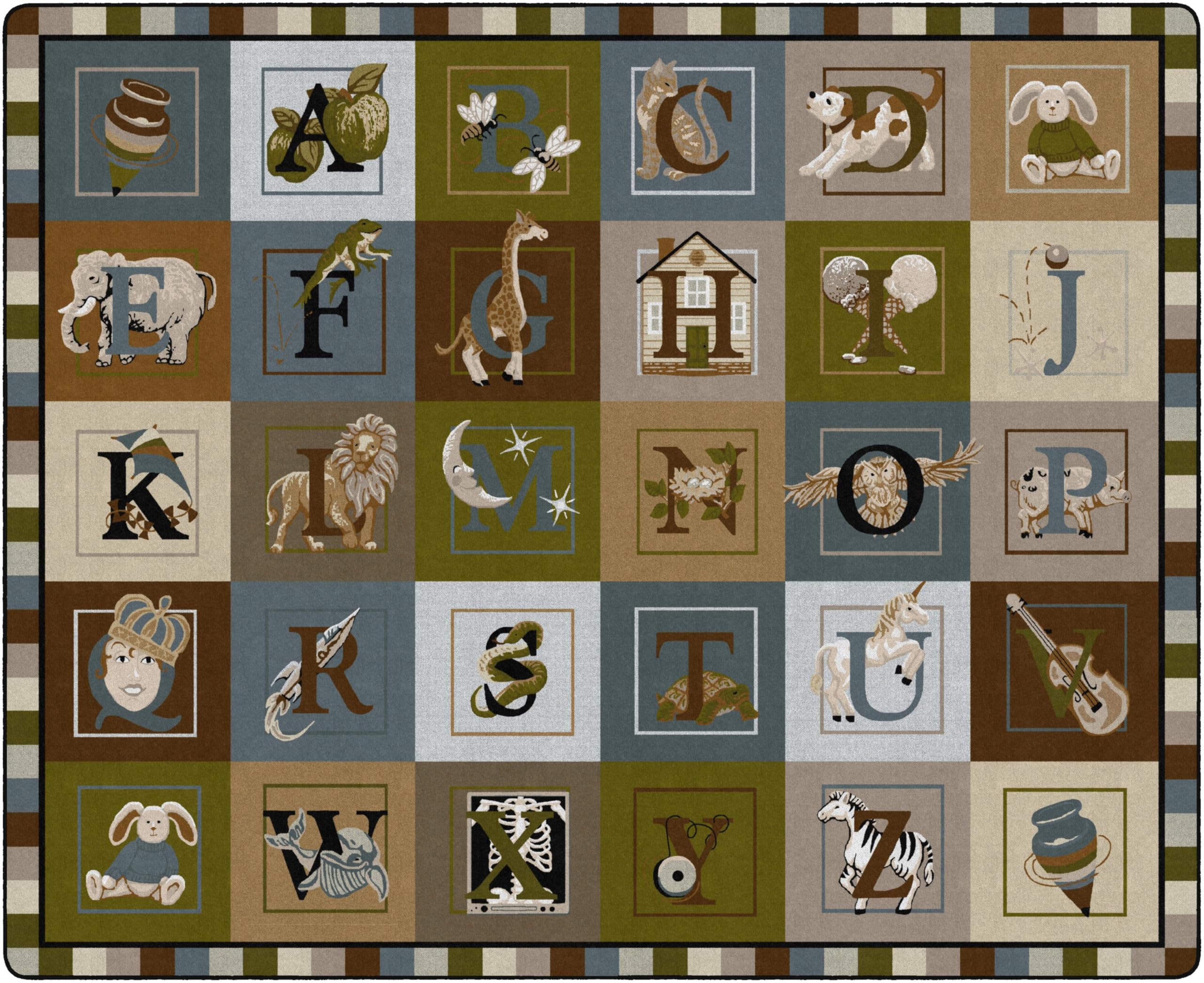 Flagship Carpets ABC Letter Blocks Area Rug for Children's Classroom Floor Mat, Play Room Carpet and General Educational Activities, 10'6