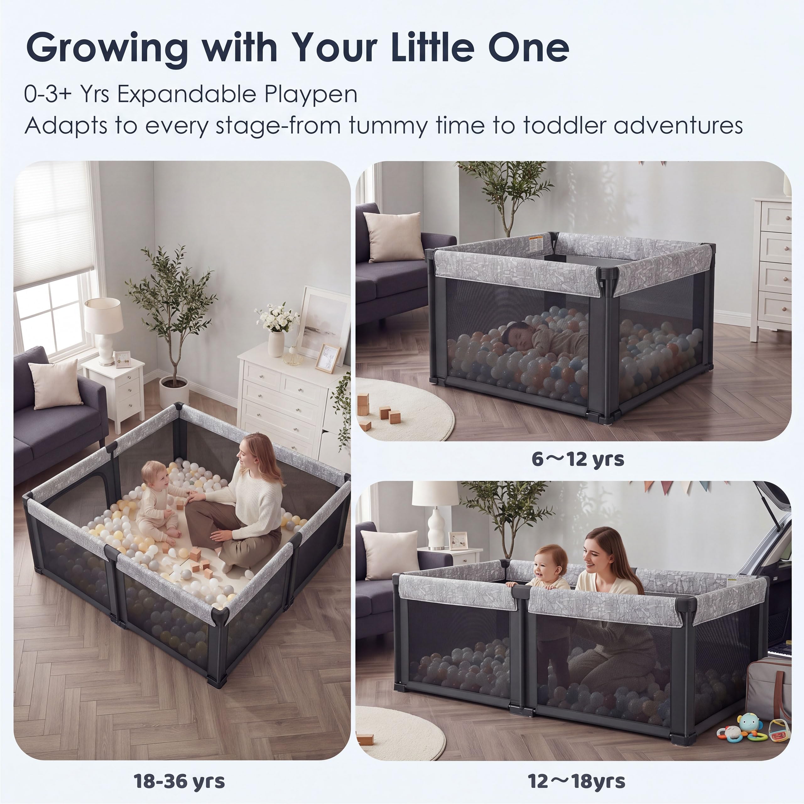 Sweeby Box pieghevole per bambini, nero, 180 x 150 cm