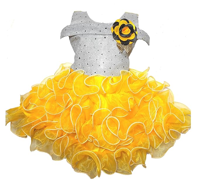 SAMJHO FASHION Fancy Dress, Net Fabric, Ethnic Wear Dress for Baby Girls