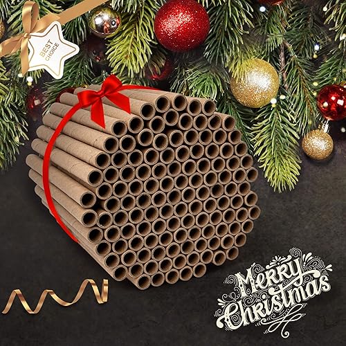 Miniatura 8 de Rivajam Paquete de repuesto de 125 tubos nidos de cartón Mason Bee House | Colmena de abejas solitarias y suministros | Kit de inicio y regalo de