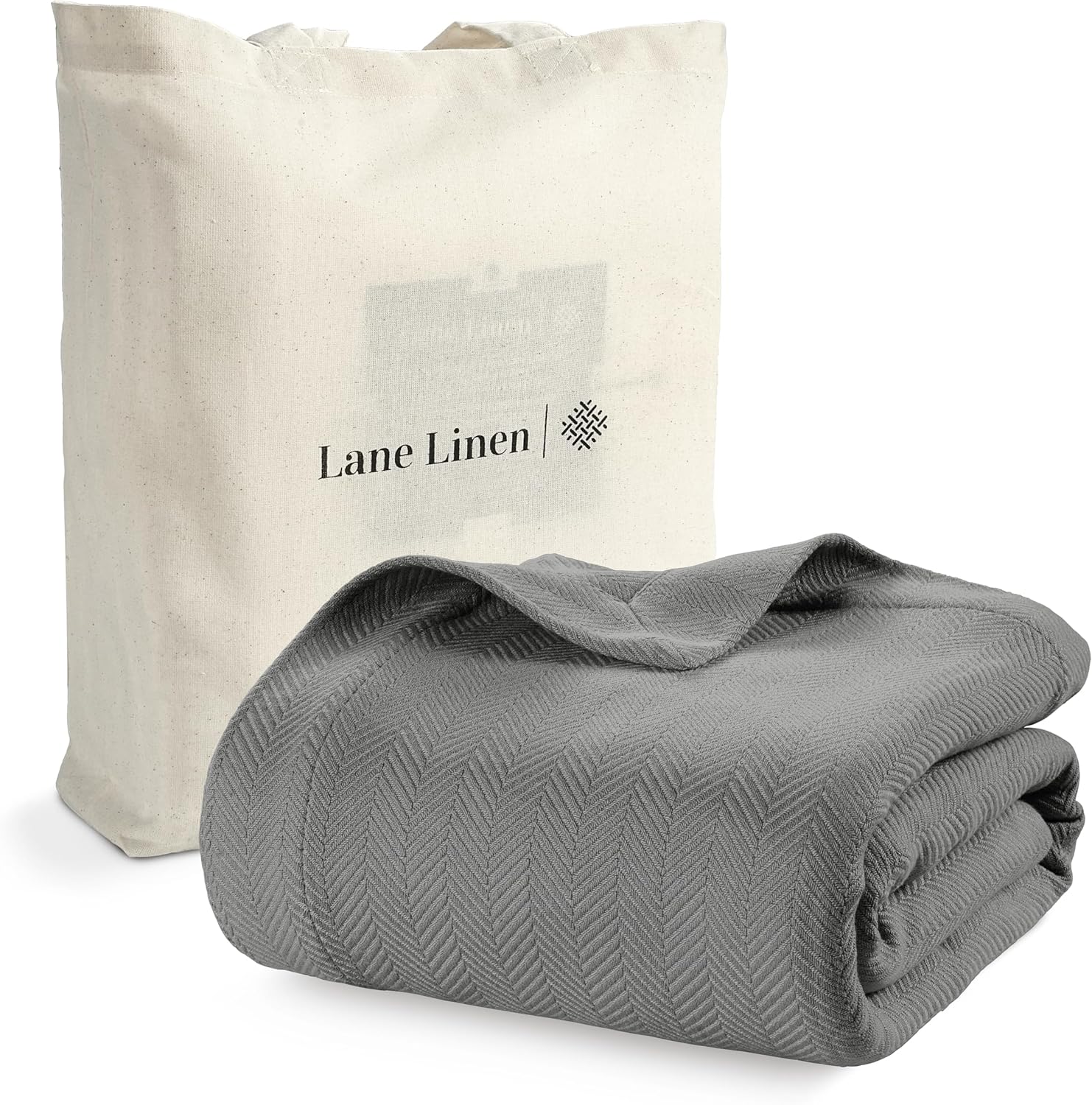 LANE LINEN 100% Cotton Blankets King Size for Bed - Year Round Use, Soft, Breathable, Cozy & Durable Bed Blanket 350 GSM Premium Luxury - Ideal for Couples, Family & Guests - OEKO-TEX Certified - Grey