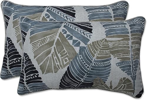 Vista 94 de Pillow Perfect Almohadas lumbares para exteriores/interiores, 11.5 x 18.5 pulgadas, azul marino Delray, 2 unidades Azul Delray Navy