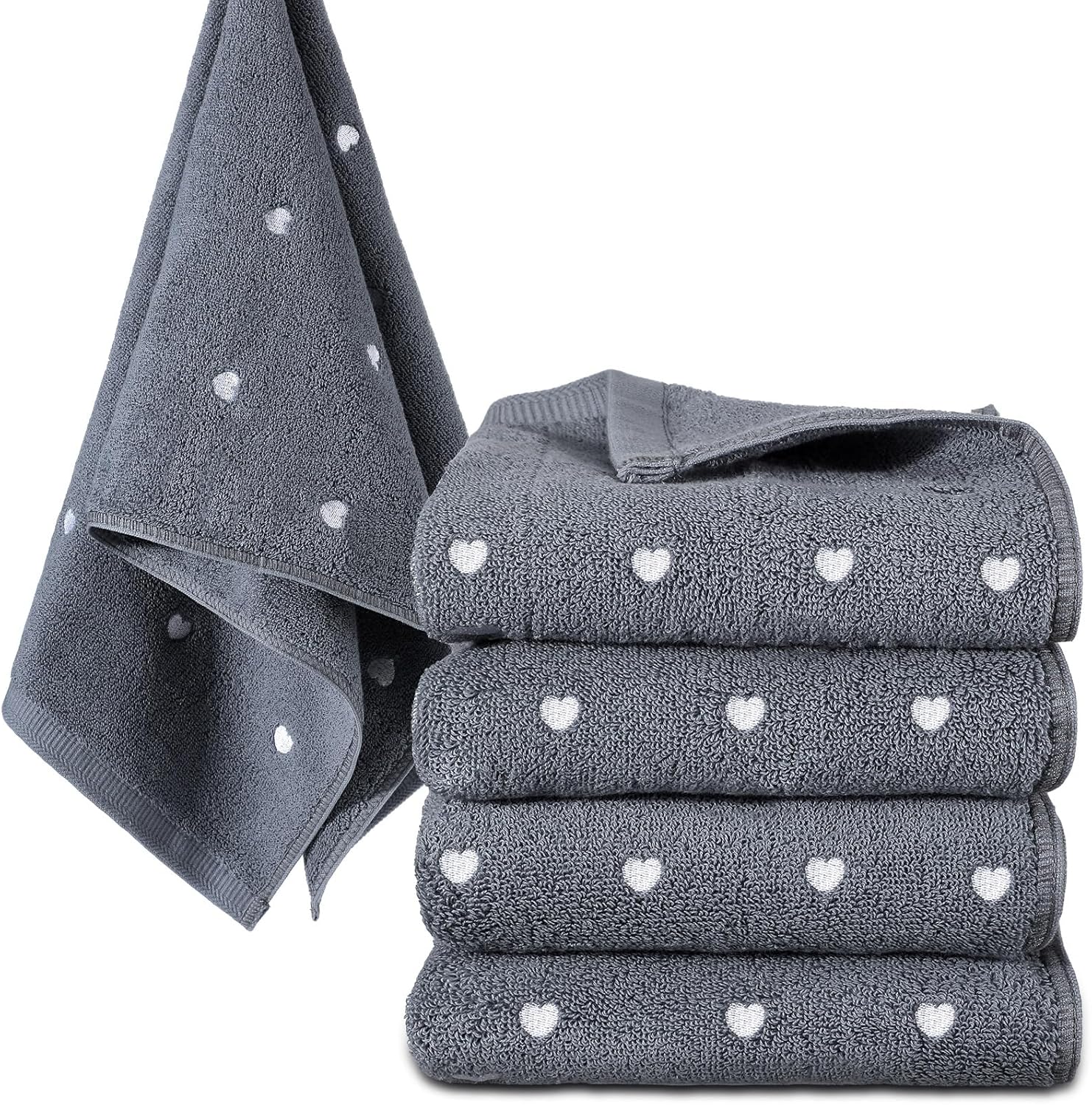 SmoothNovelty 4 Pcs Strawberry Hand Towels for Bathroom 13'' x 30'' Pink Strawberry Cotton Soft Embroidered Towels Summer Decorations Hand Towel Gifts Woman Man Face Kitchen Bath Gym Spa