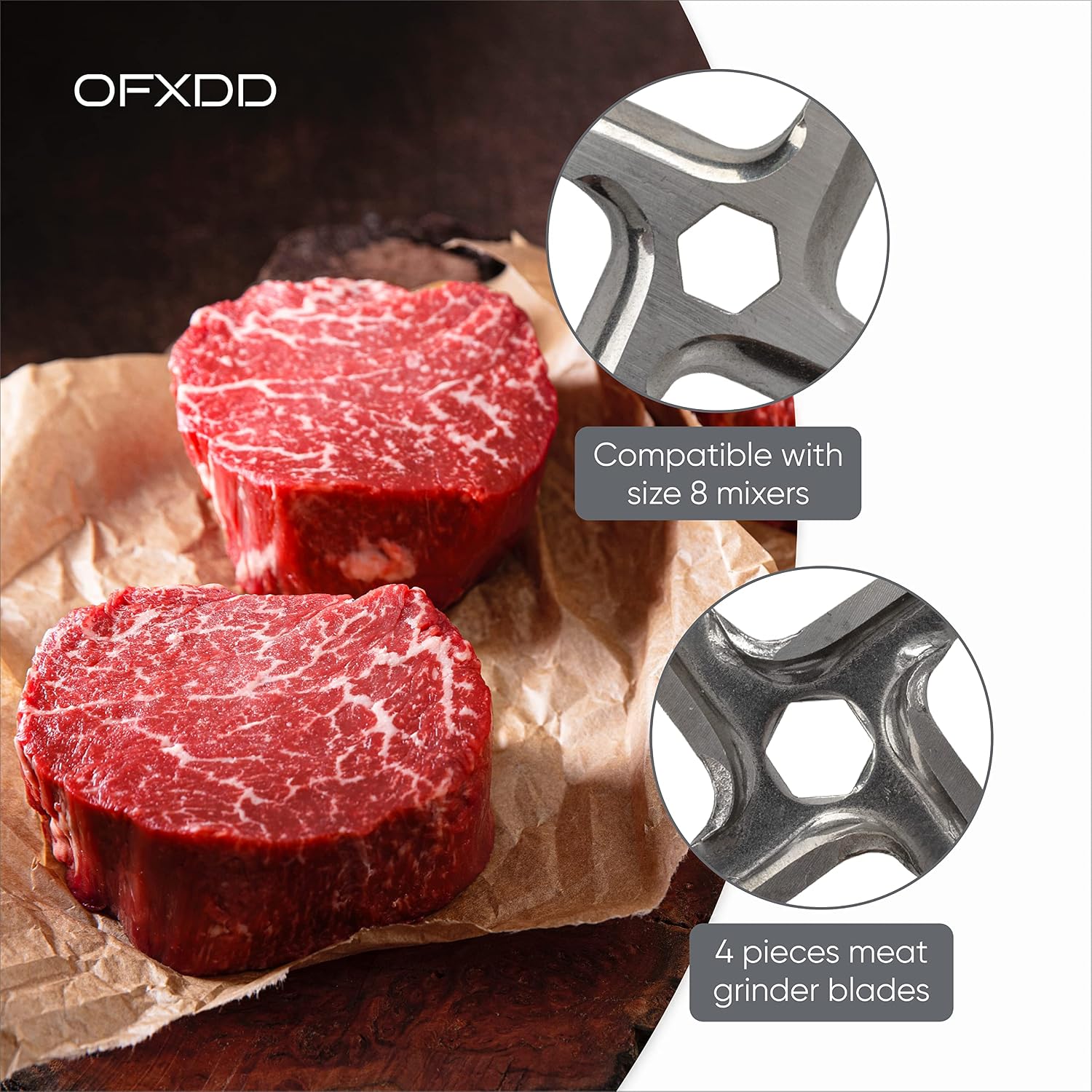 Universal Steel Blade for Hand Meat Grinder - Size #5 - Electric Grinding Accessories Parts - Replacement Metal Cutting Knife (3)