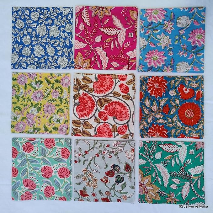 INDIANHANDICRAFTS 10 Servilletas Algodón Estampado 40x40 cm miniatura 3