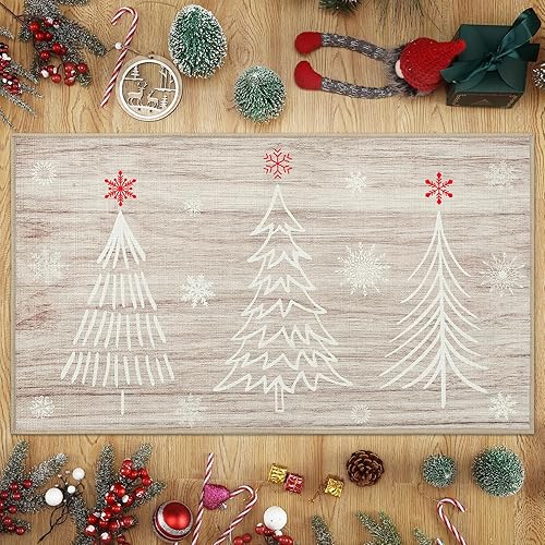 Miniatura 48 de CAROMIO Tapete decorativo de Navidad para puerta delantera, tapete de bienvenida lavable, para interiores y exteriores, antideslizante, tapete