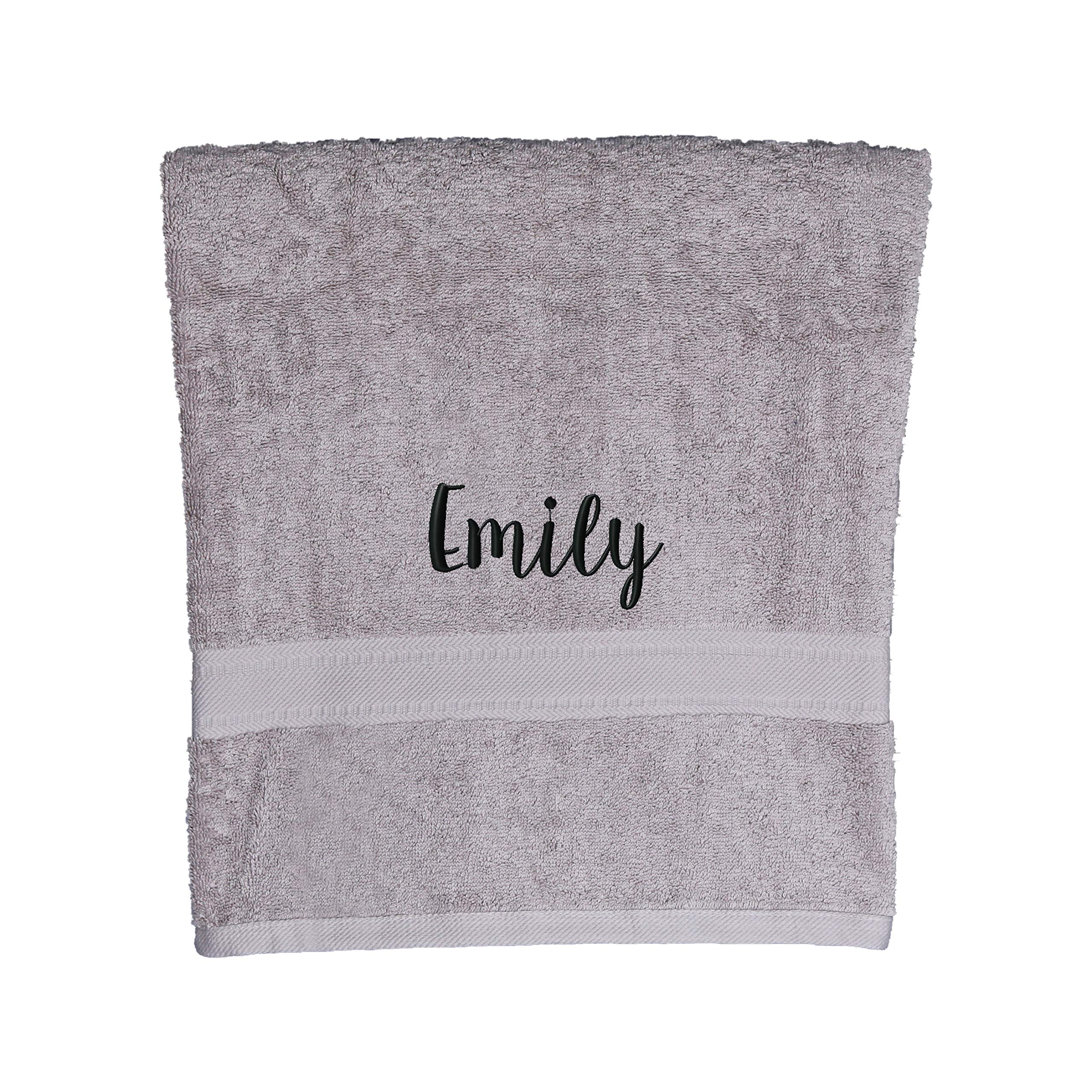 aztex Personalised Combed Cotton Towels, 100% Cotton - Bath Towel, Silver