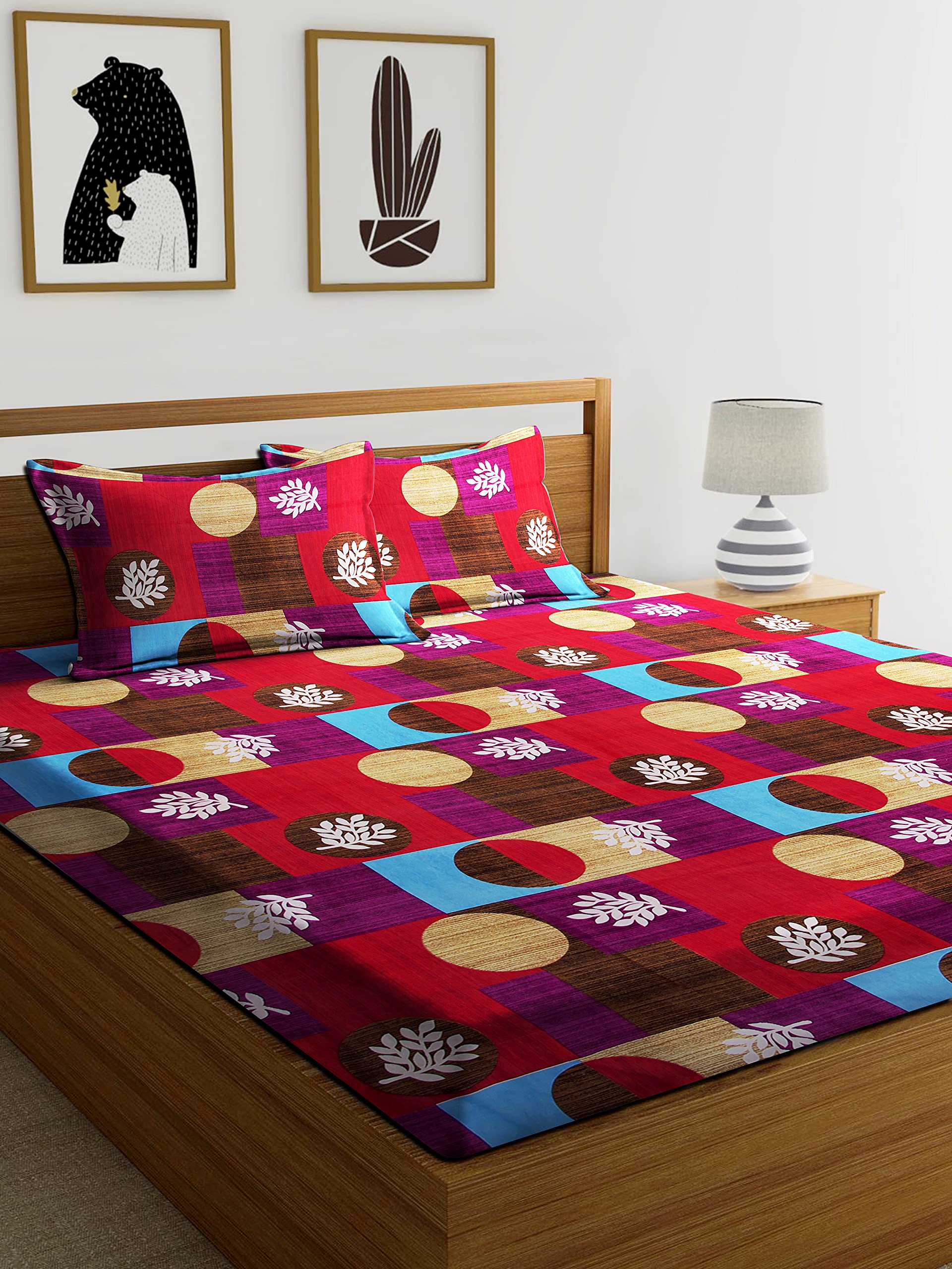 SACHIN ENTERPRISES 245 Thread Count King Size Double BEDSHEET with 2 Pillow Covers(डबल बेडशीट)