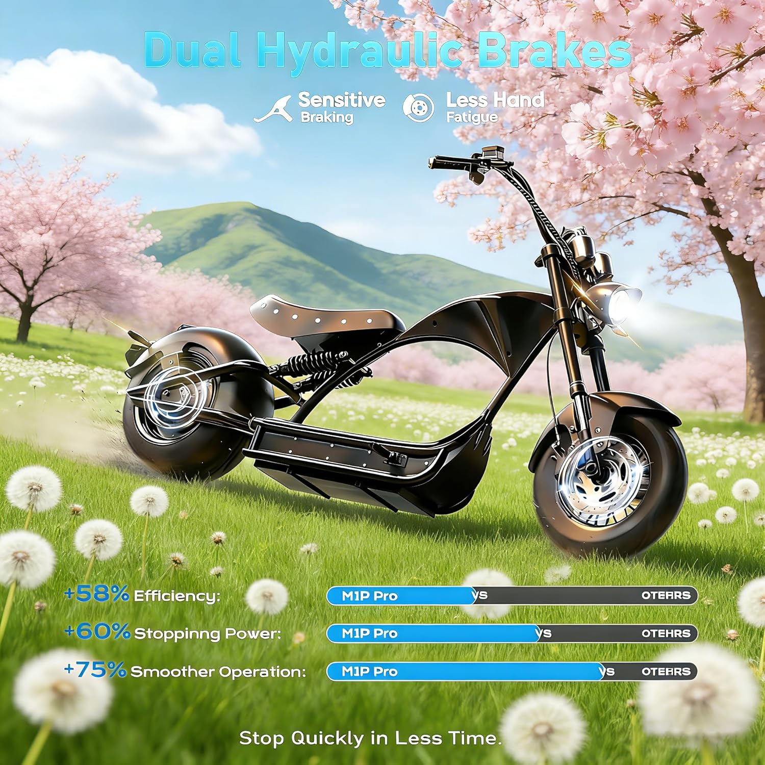 eAhora Upgraded M1P Pro Peak 6000W 50MPH Electric Motorcycle for Adults 55 Miles Long Range 60V 42AH 2 Persons Electric Moped Dual Batteries 110Miles Dual Hydraulic Brake Street Legal Motorcycle