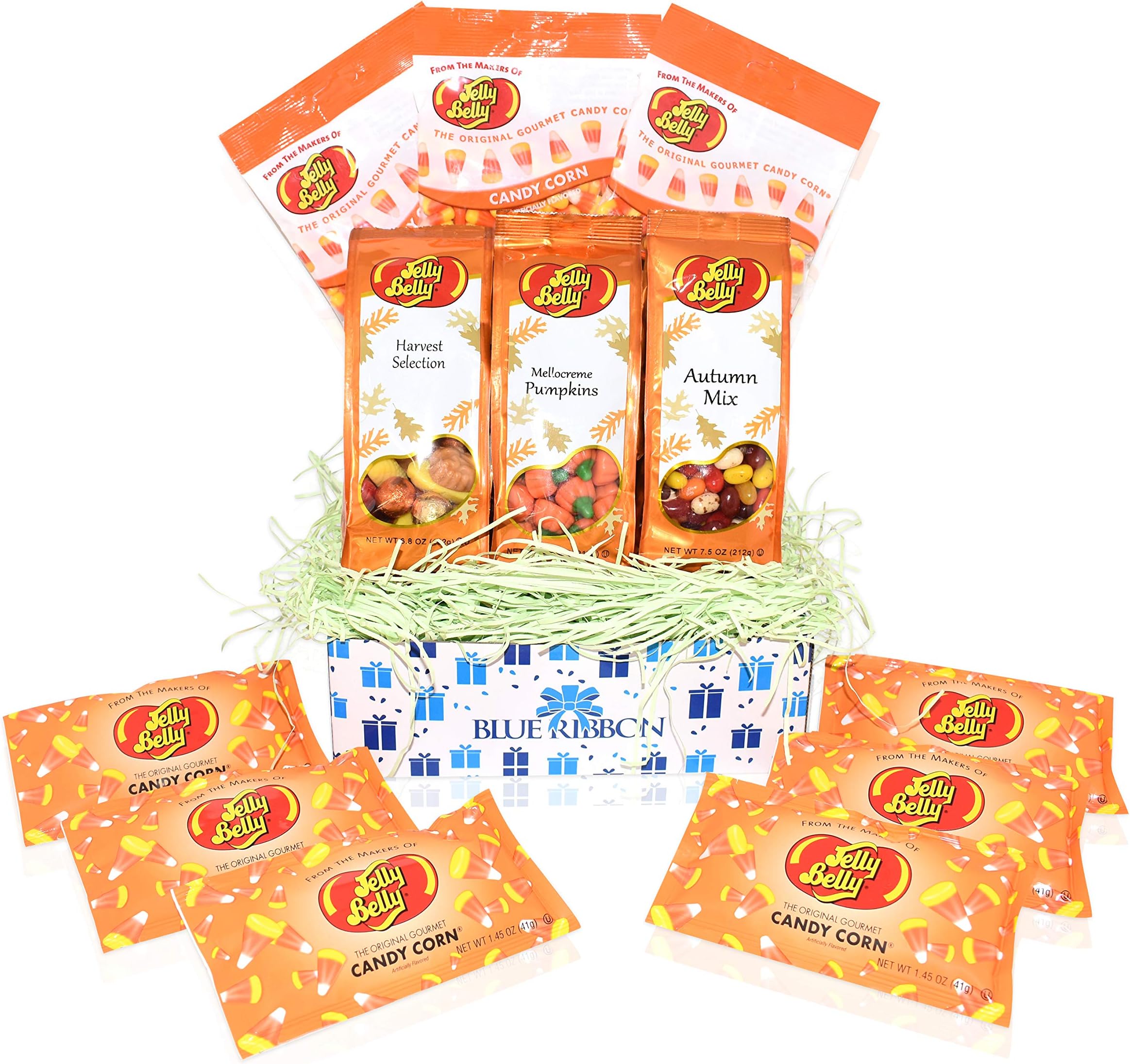 Gift Universe Halloween Gift Basket with Jelly Belly Candy Corn, Jelly Belly Mellocreme Pumpkins, Jelly Belly Harvest Selection, Jelly Belly Autumn Mix, Assorted Best Seller Jelly Belly Candies