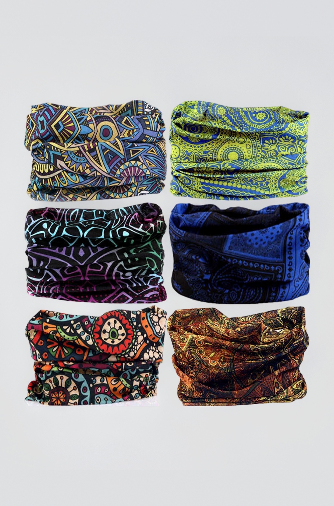 Headwear Wide Headbands Scarf Head Wrap Mask Neck Warmer (6PC.Bohemia Series)