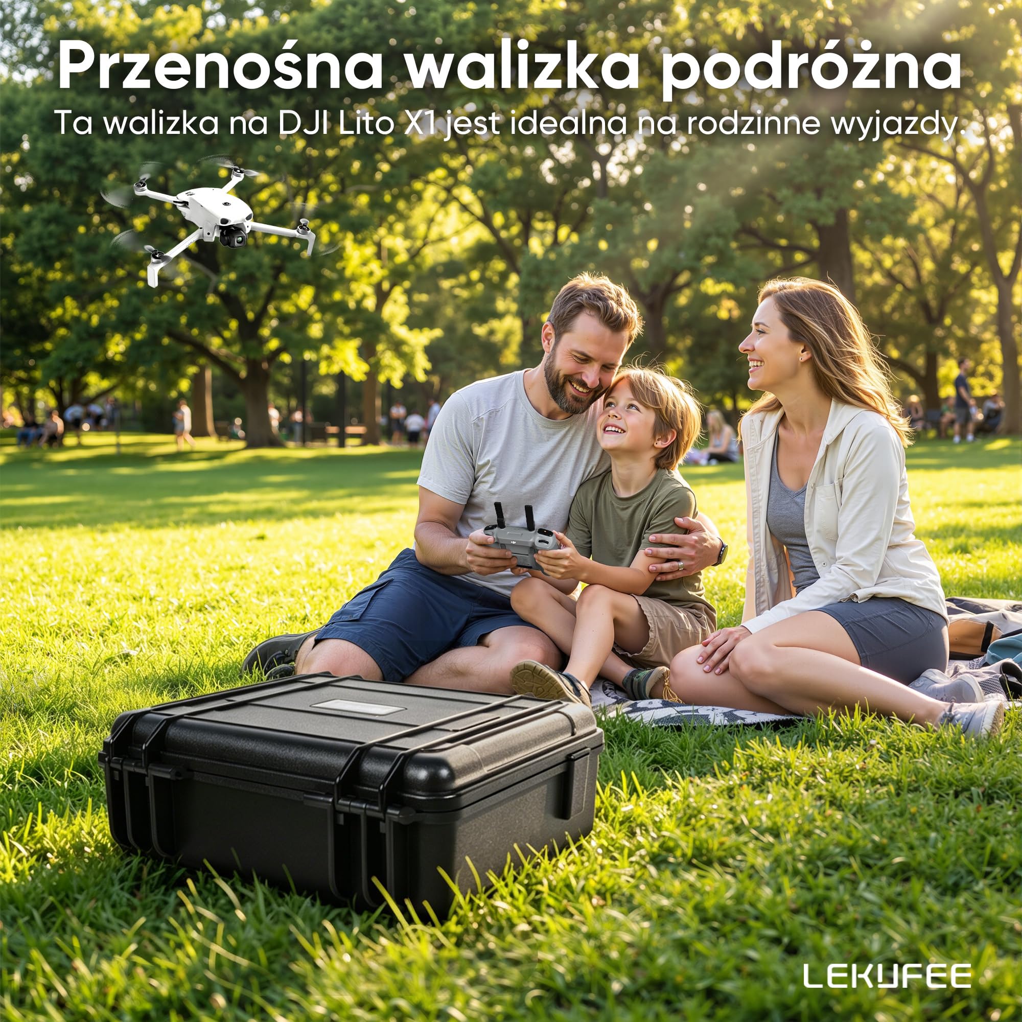 Lekufee Wodoodporna Twarda Walizka Transportowa dla DJI Lito X1, Lito 1 Drone, Fly More Combo, DJI RC 2/RC N3, Baterii (6 szt.), Stacji Ładującej i innych akcesoriów (tylko walizka)