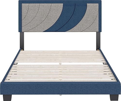 Miniatura 56 de Boyd Sleep Beaumont - Cama de plataforma tapizada con cabecero, base de colchón con 14 soportes de listones de madera, no requiere somier, piel
