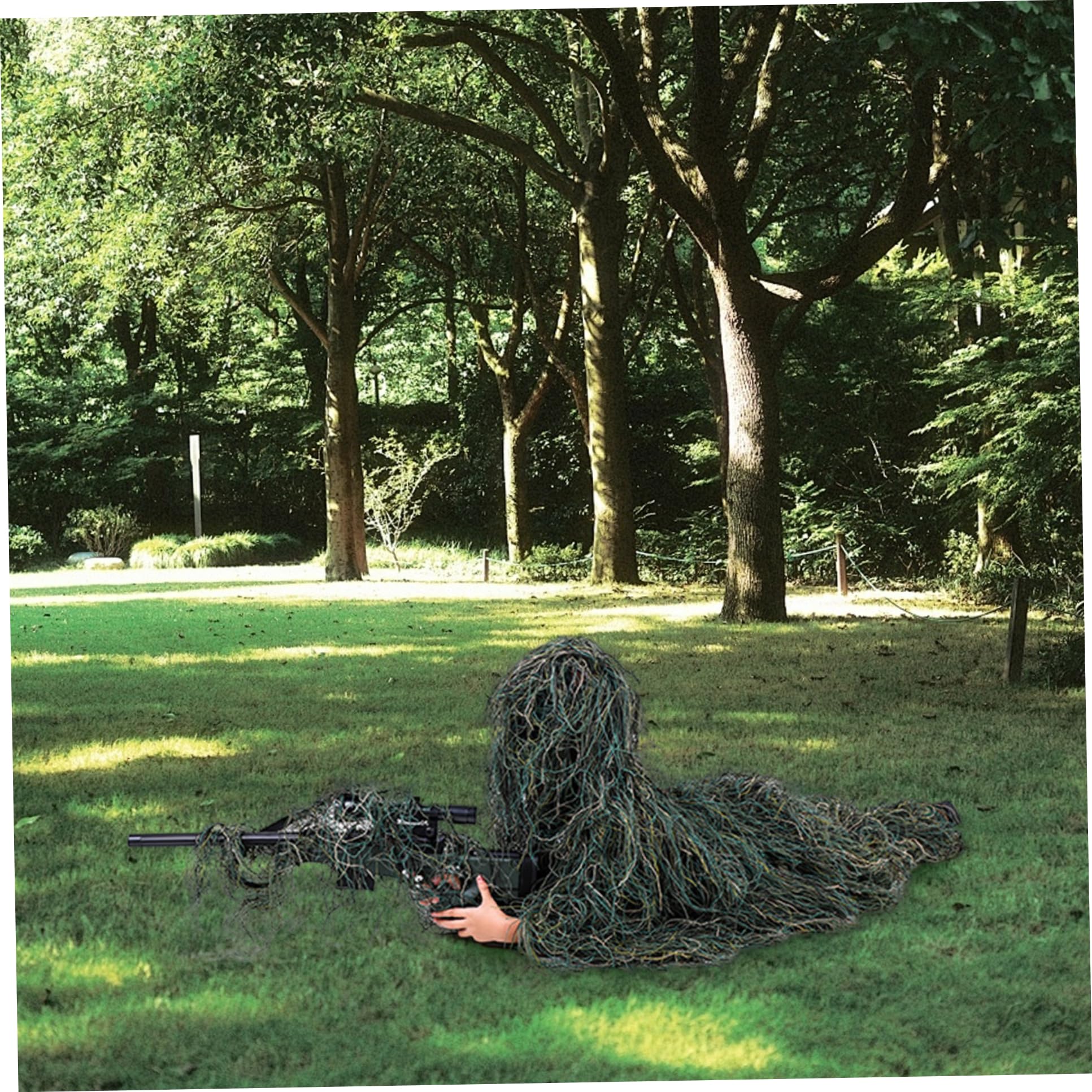 Ghillie Suit per bambini Altezza 51, 18-59, 06 pollici, tuta mimetica 3D traspirante 5 in 1, abbigliamento da caccia con giacca, pantaloni, cappuccio, borsa per il trasporto, giocattoli, giochi.