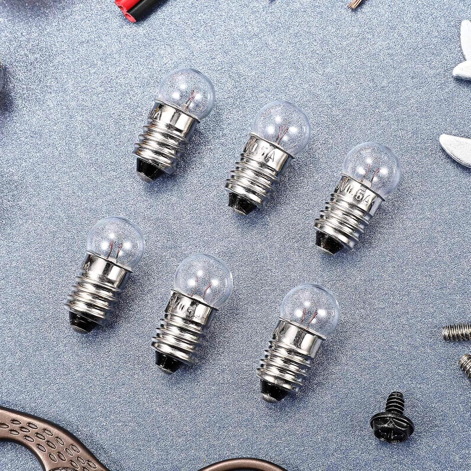 Honoson 20 Pieces Miniature Screw Tiny Light Bulbs Replacement E10 Mini Light Bulbs E10 Socket Miniature Flashlight for Physical Electrical Experiment Screw Base (3.8V, 0.3A)