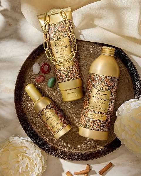 Tesori d'Oriente - Doccia Crema Royal Oud dalle Note Speziate, con Legno di Oud, Dona alla Pelle una Sensazione di Benessere Prolungato, 250ml - 3