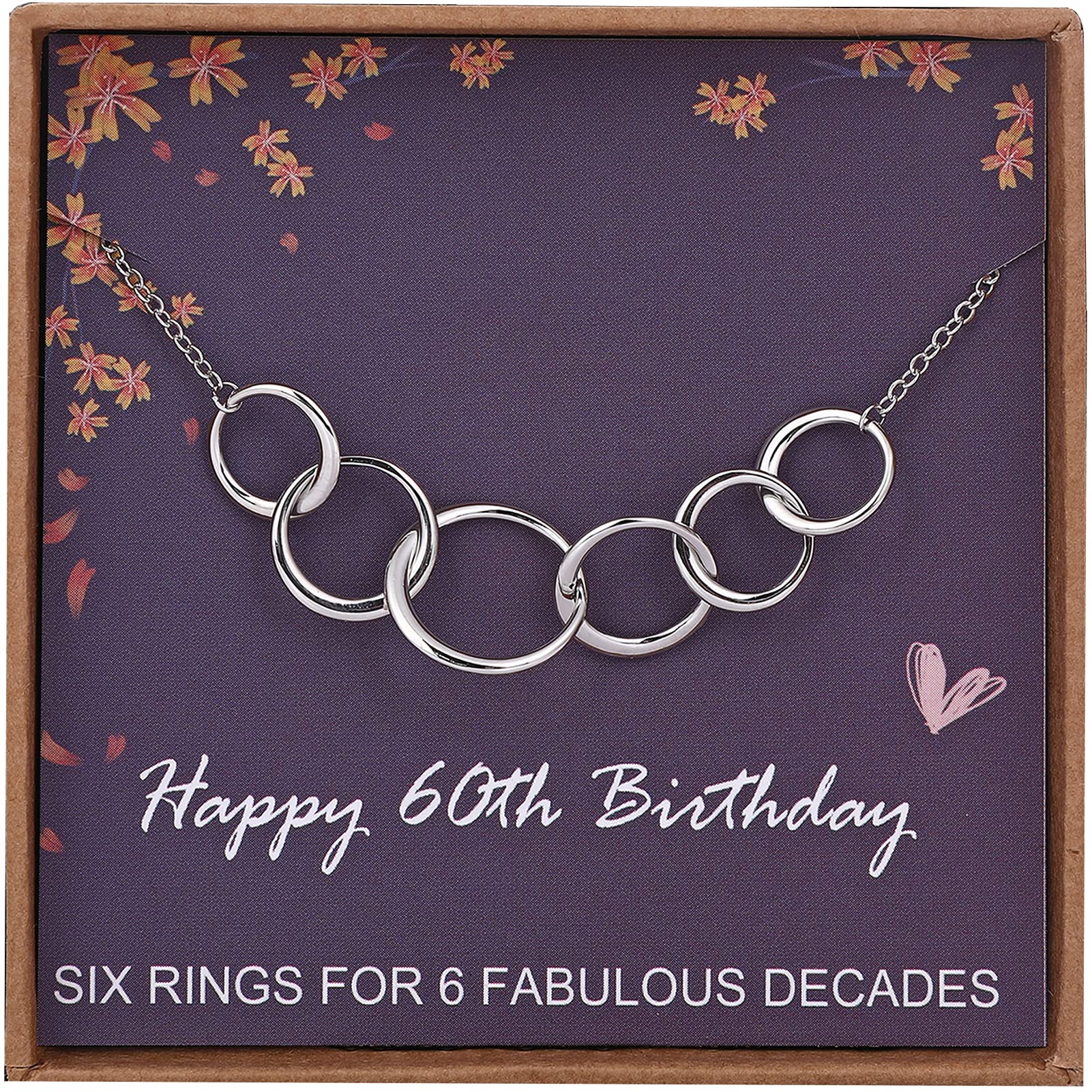 MADAOGO60th Birthday Gifts for Women, Sterling Silver Six Circle Necklace, 60th Birthday Jewellery for Women, Gift Ideas for 60-Year-Old Women, Turning 60 Gifts