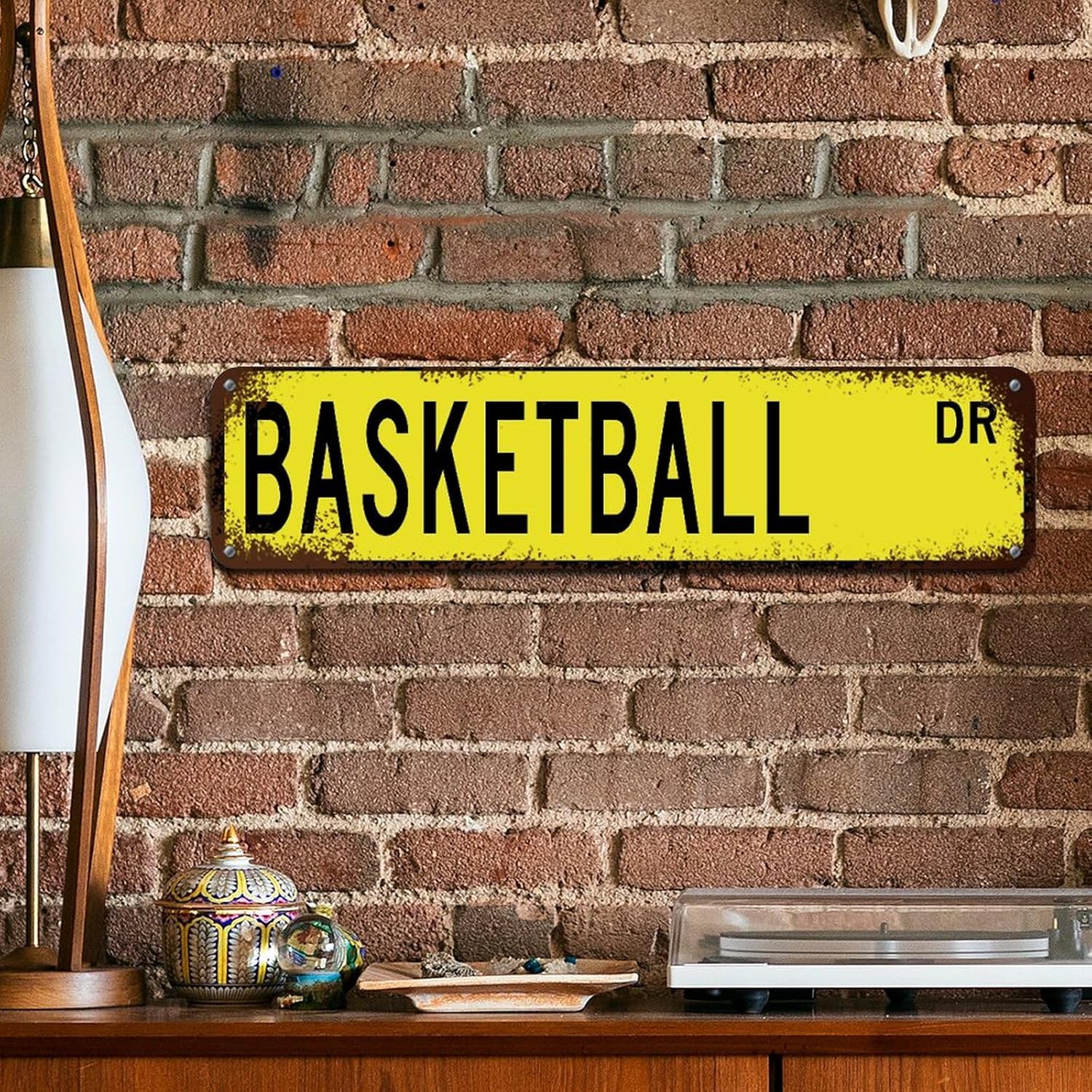 Basketball Metal Tin Signs 24x6in Sport Themed Porch Decor Wall Art Plaque Retro Metal Tin Signs for Outdoor Patio Yard Pool Garden Porch Garage Birthday Housewarming Gift
