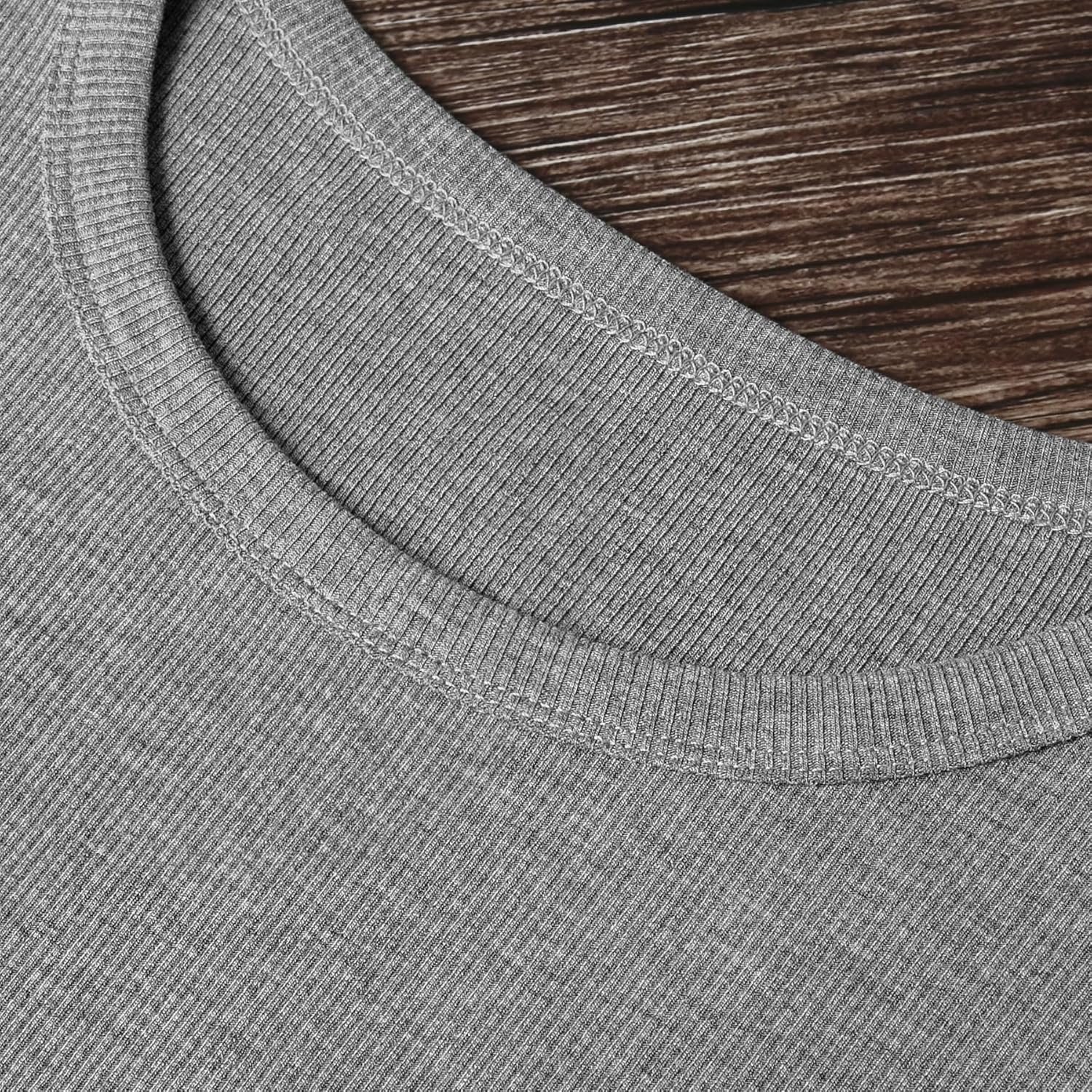 Womens Long Sleeve Shirts Crew Neck Ribbed Knit Slim Fit Casual Top Basic Tee Shirt Workout Outfits - Image 3