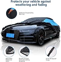 Vista 2 de MORNYRAY Funda impermeable para auto para todo tipo de clima, protección UV, resistente al viento, para exteriores, ajuste universal para sedán Azul