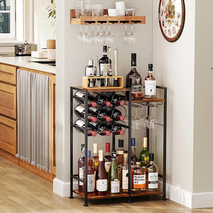 Soporte para botellas Bosimeca, 9 botellas, hierro, estilo industrial miniatura 7