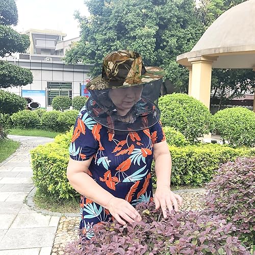 Miniatura 8 de Sucrain Paquete de 2 sombreros de red de mosquitos, sombrero de sol, sombrero de jardín con malla de red oculta para jardinería al aire libre