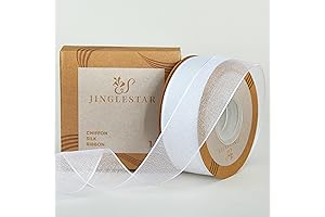 1 Inch Wide Sheer Chiffon Ribbon Pearl Silk Ribbon for Gift Wrapping