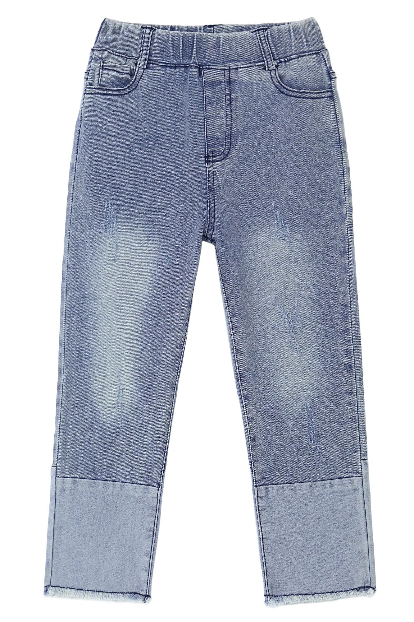 Jeans pour fille Kidscool Space en denim patchwork à taille élastique
