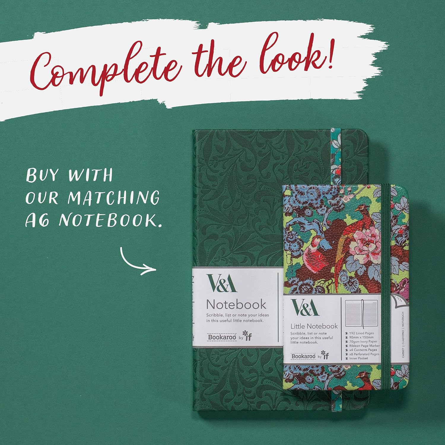 IF V & A Bookaroo A5 Journal Sundour Pheasant, Green - Image 5